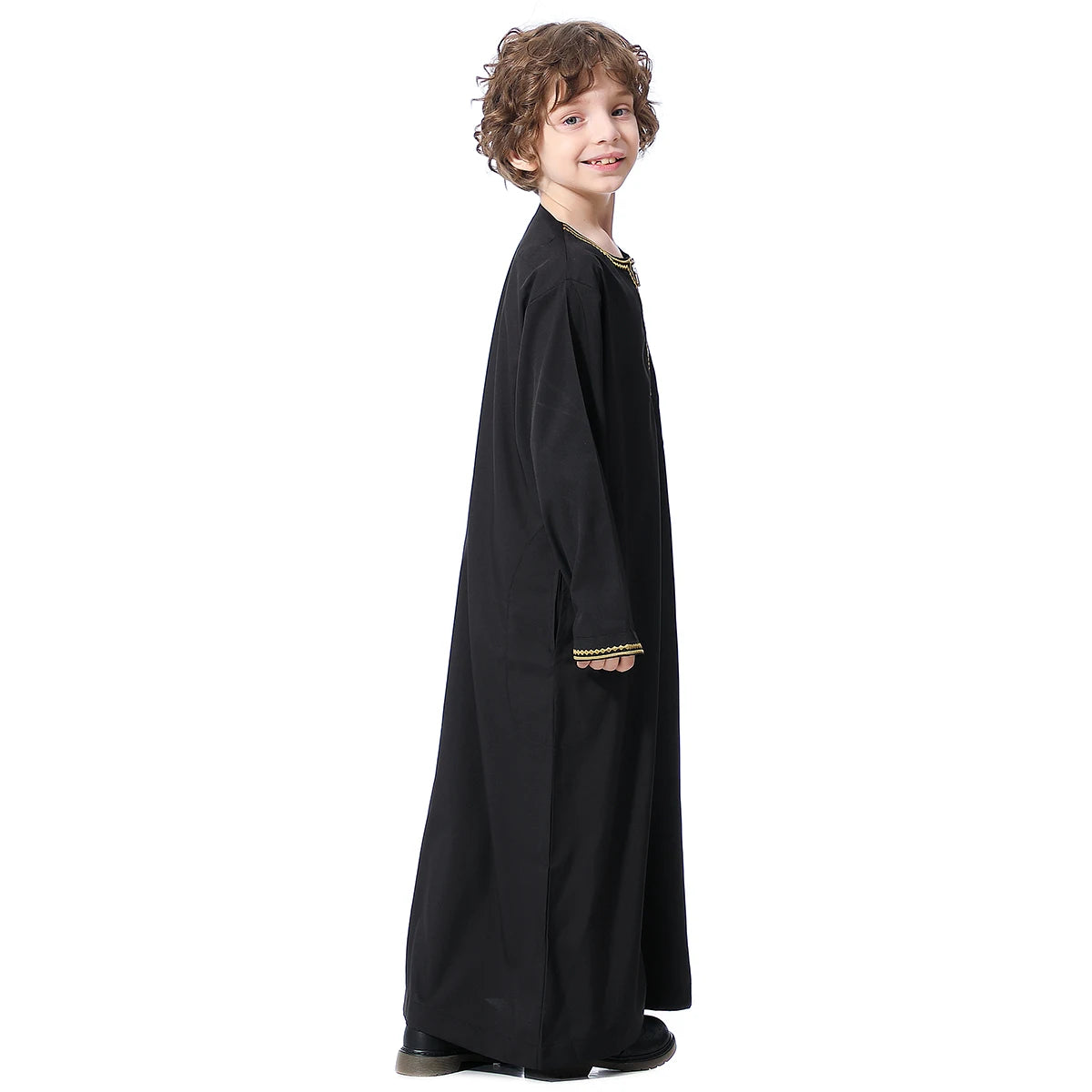 Muslim Boys Robe Kids Abaya Kaftan Prayer Islam Clothing Long Sleeve