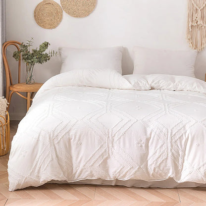 WOSTAR Summer white pinch pleat duvet cover 220x240cm luxury double bed quilt cover bedding set queen king size comforter cover