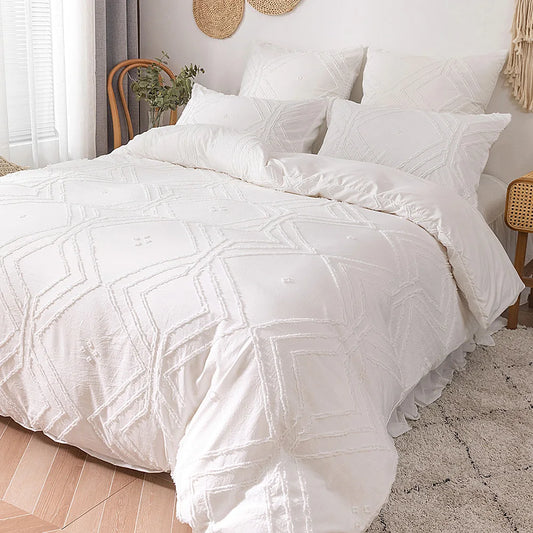 WOSTAR Summer white pinch pleat duvet cover 220x240cm luxury double bed quilt cover bedding set queen king size comforter cover