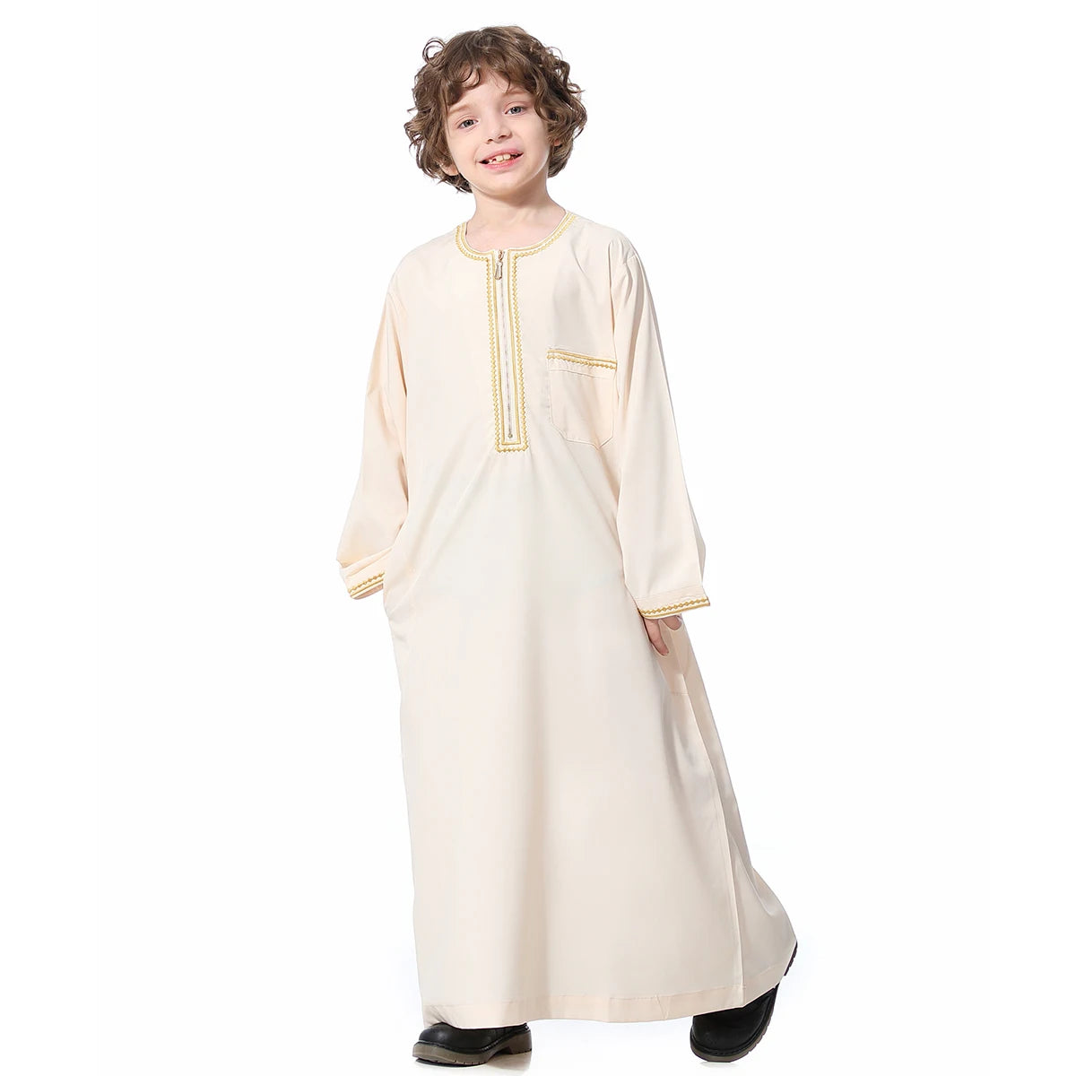 Muslim Boys Robe Kids Abaya Kaftan Prayer Islam Clothing Long Sleeve