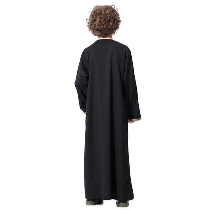 Muslim Boys Robe Kids Abaya Kaftan Prayer Islam Clothing Long Sleeve