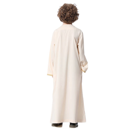 Muslim Boys Robe Kids Abaya Kaftan Prayer Islam Clothing Long Sleeve