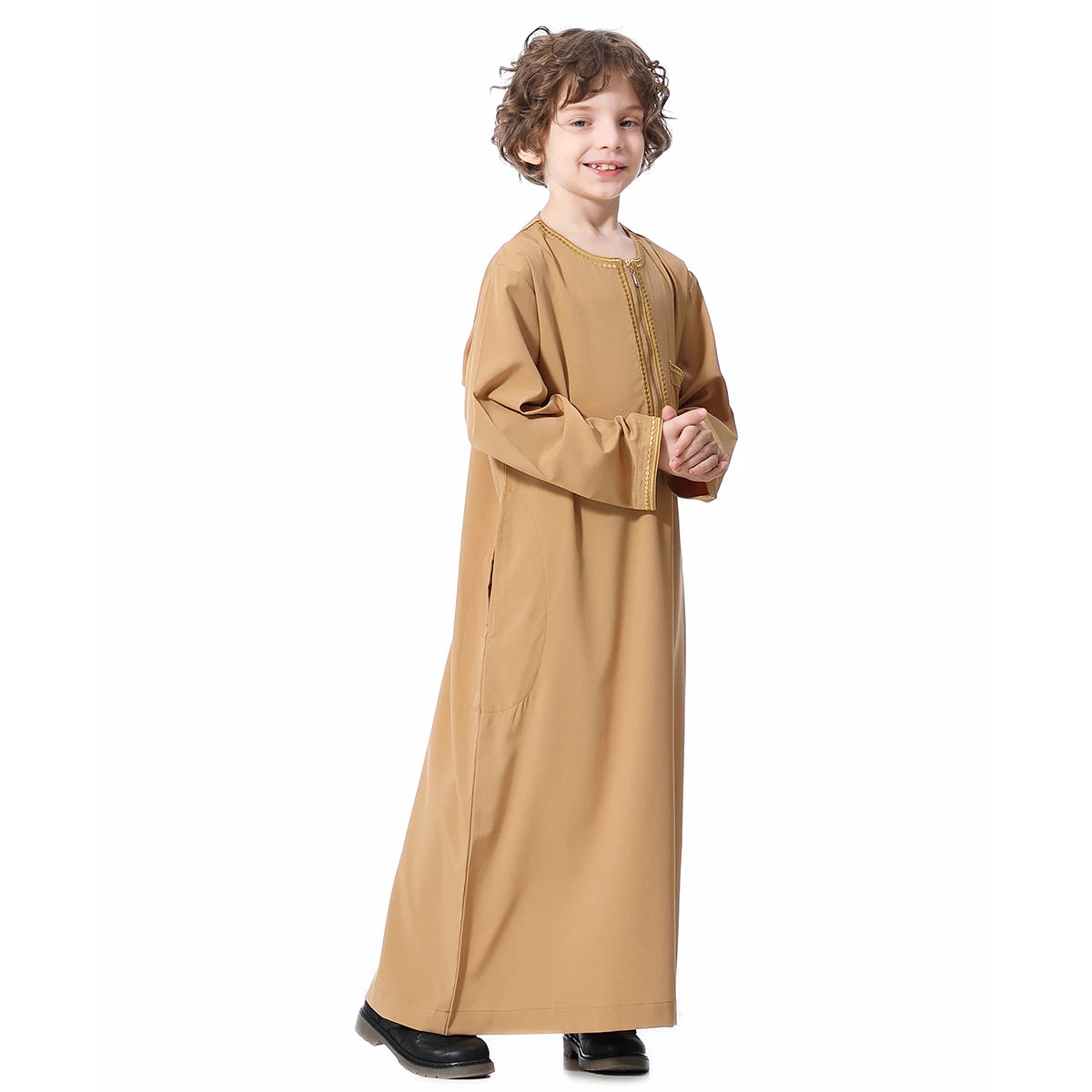 Muslim Boys Robe Kids Abaya Kaftan Prayer Islam Clothing Long Sleeve