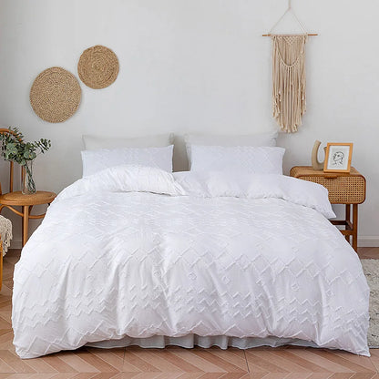 WOSTAR Summer white pinch pleat duvet cover 220x240cm luxury double bed quilt cover bedding set queen king size comforter cover