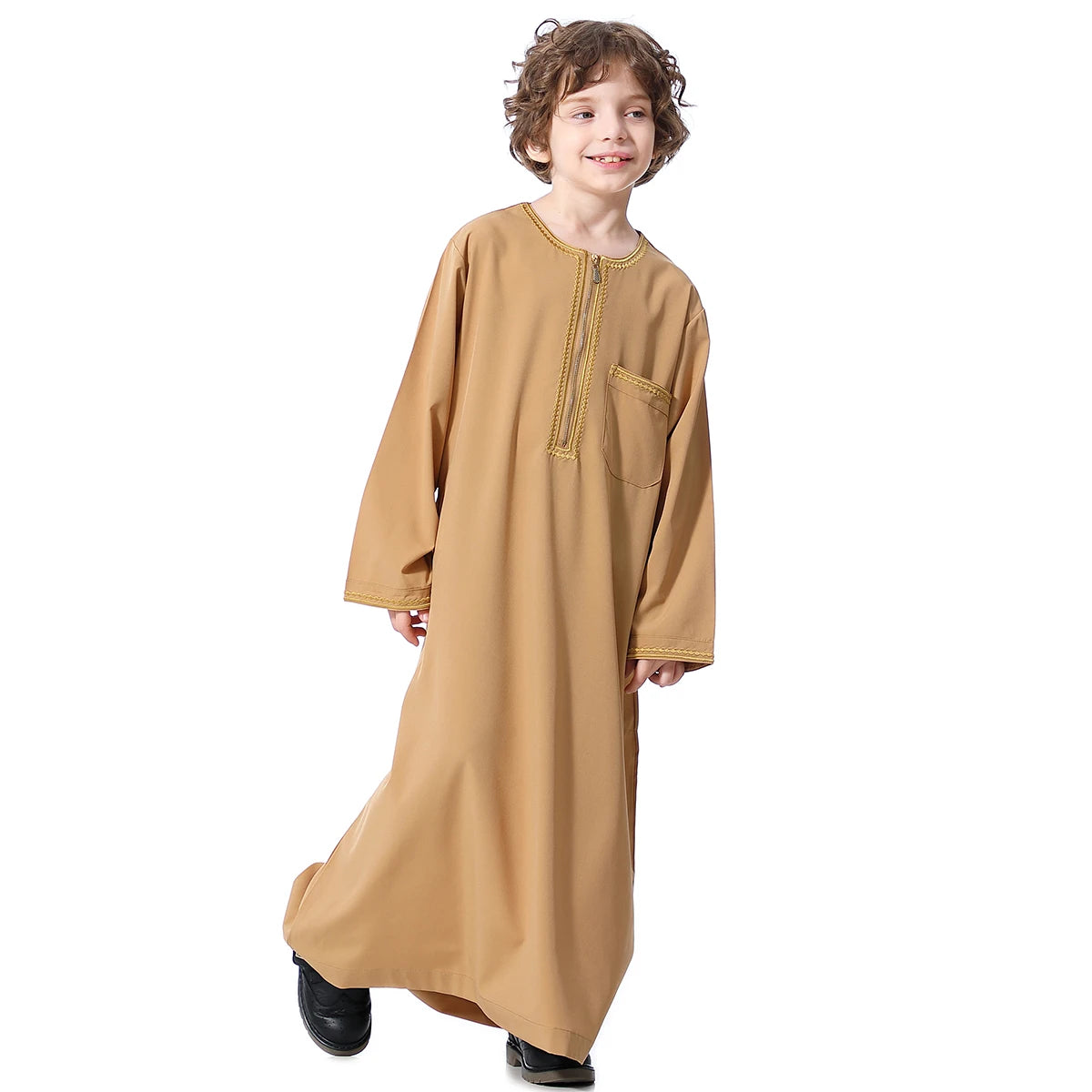 Muslim Boys Robe Kids Abaya Kaftan Prayer Islam Clothing Long Sleeve