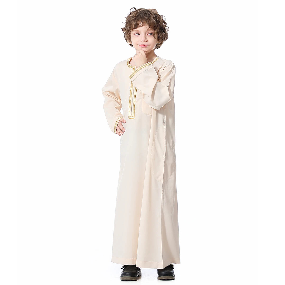 Muslim Boys Robe Kids Abaya Kaftan Prayer Islam Clothing Long Sleeve