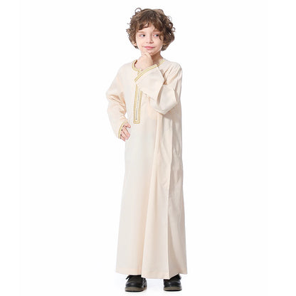 Muslim Boys Robe Kids Abaya Kaftan Prayer Islam Clothing Long Sleeve