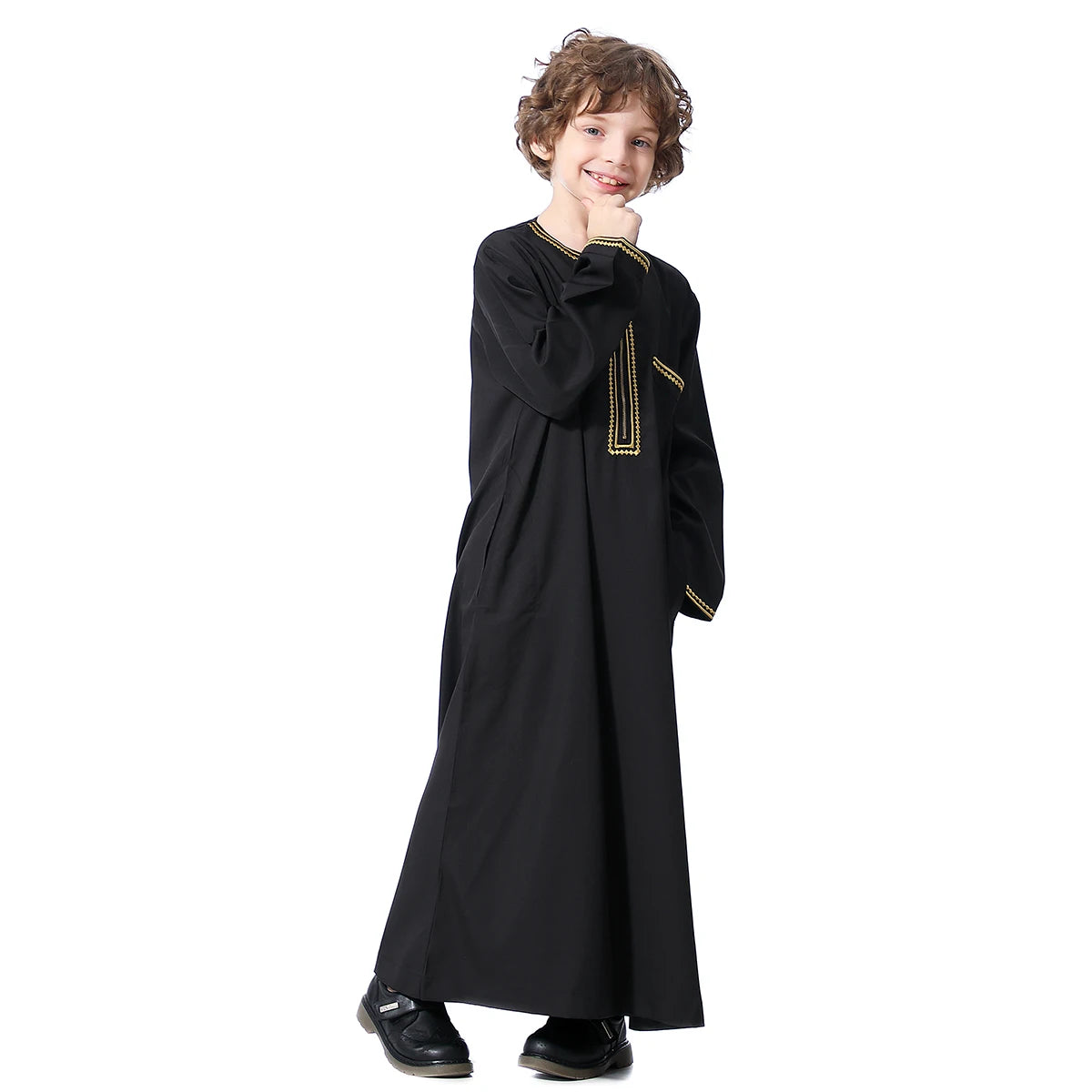 Muslim Boys Robe Kids Abaya Kaftan Prayer Islam Clothing Long Sleeve