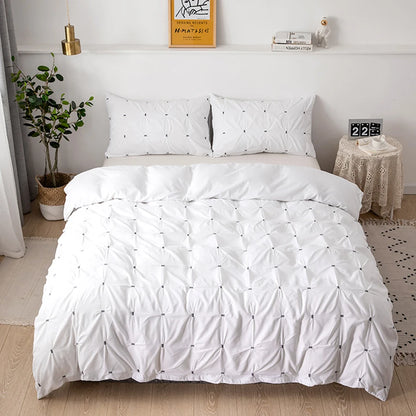 WOSTAR Summer white pinch pleat duvet cover 220x240cm luxury double bed quilt cover bedding set queen king size comforter cover