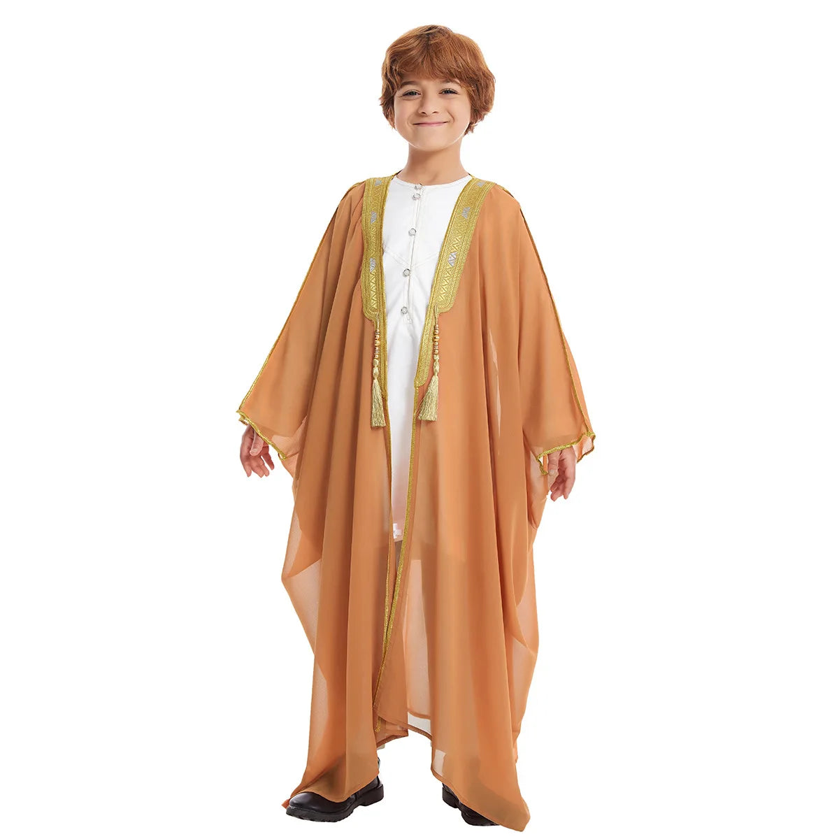 Modest East Kids Boy Robe Muslim Dress Islamic Dubai Saudi Children Open Stitch Abaya Prayer Ramadan Jubba Thobe Arab Clothing