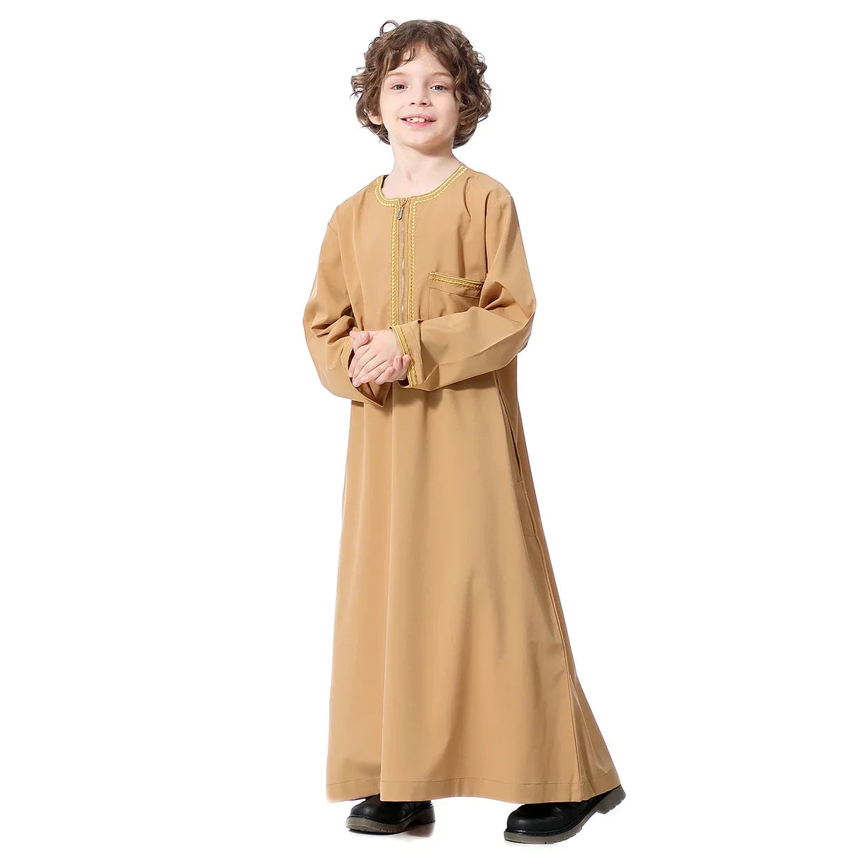 Muslim Boys Robe Kids Abaya Kaftan Prayer Islam Clothing Long Sleeve