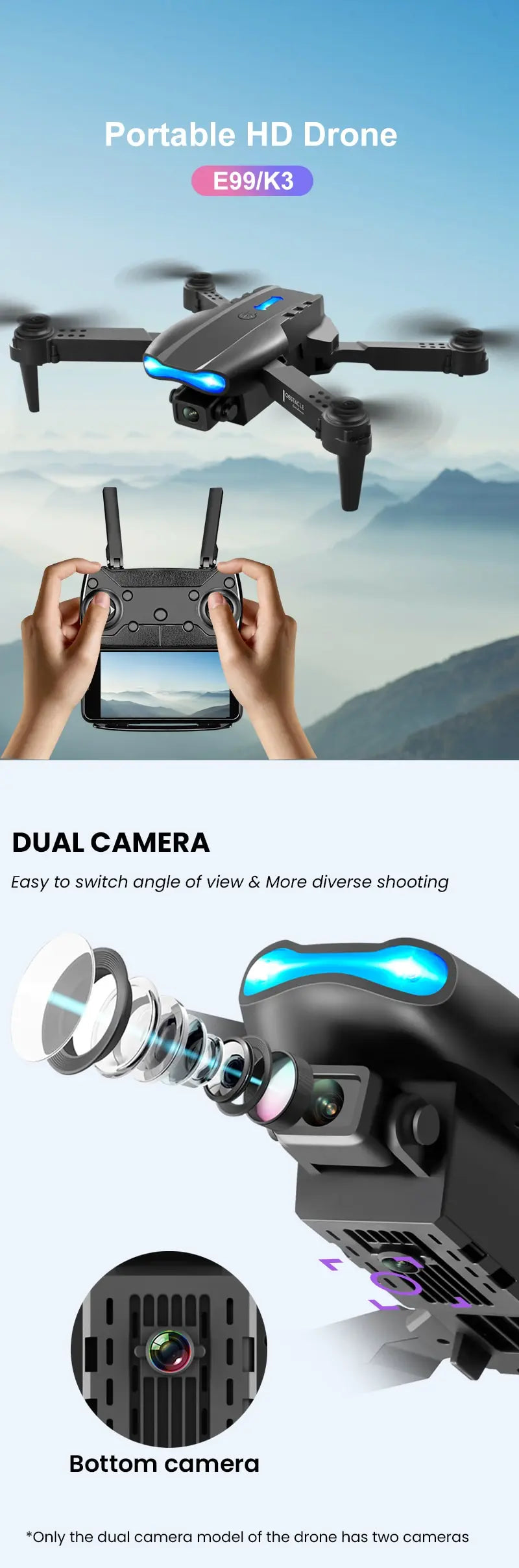 New E99 PRO Drones GPS Profesional 8K with HD Camera FPV 5G Wifi Brushless Motor Foldable RC Quadcopter Obstacle Avoidance Dron