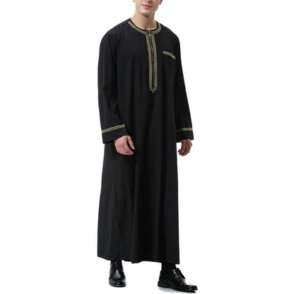 Men's Long Sleeve Kaftan Thobe Muslim Style for Men Casual Robe Kaftan