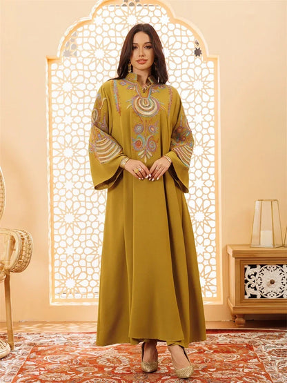 Ramadan Clothing Dubai Embroidery Abaya for Muslim Women's  Long Sleeve Dresses for Women Kaftan Muslim Dress Women Outfits