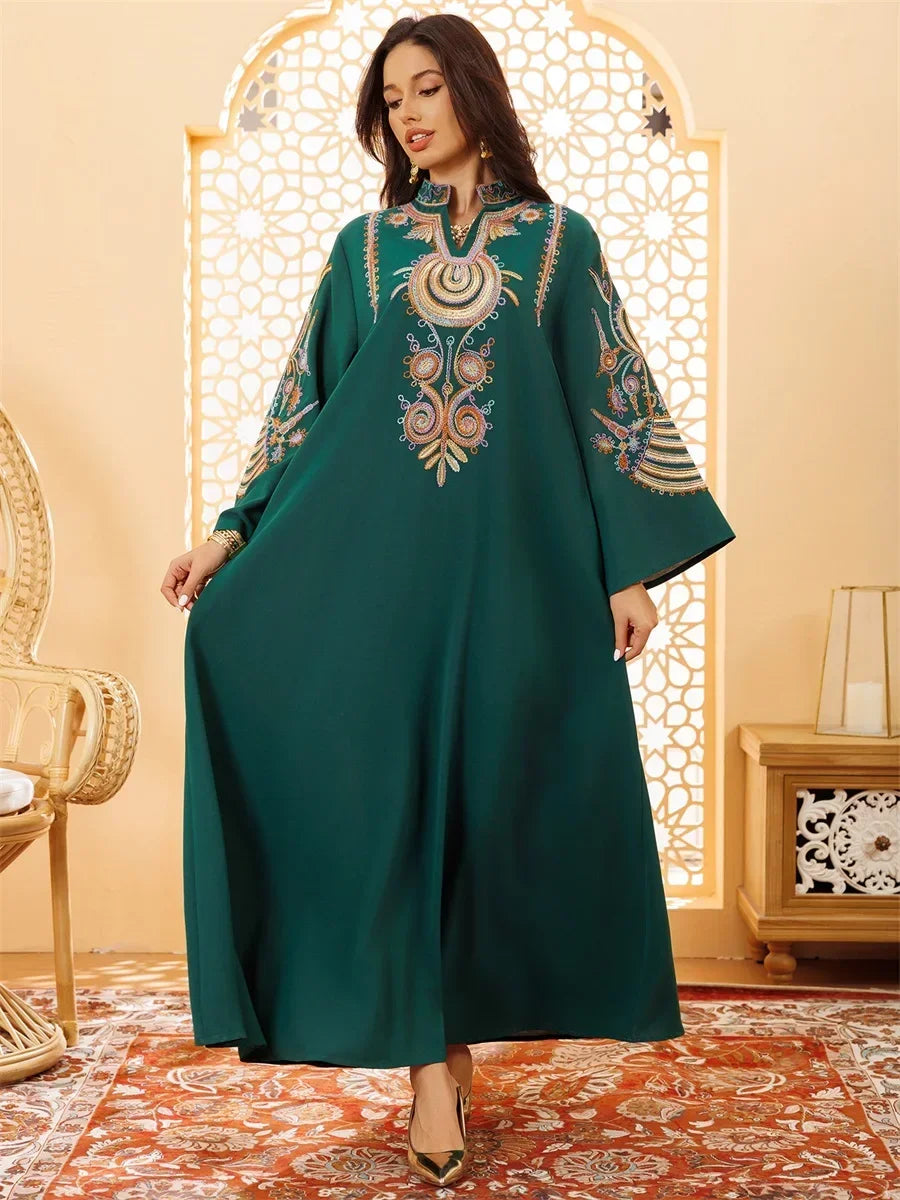 Ramadan Clothing Dubai Embroidery Abaya for Muslim Women's  Long Sleeve Dresses for Women Kaftan Muslim Dress Women Outfits