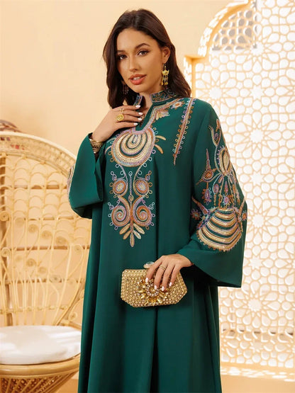 Ramadan Clothing Dubai Embroidery Abaya for Muslim Women's  Long Sleeve Dresses for Women Kaftan Muslim Dress Women Outfits