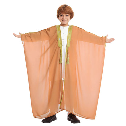 Modest East Kids Boy Robe Muslim Dress Islamic Dubai Saudi Children Open Stitch Abaya Prayer Ramadan Jubba Thobe Arab Clothing