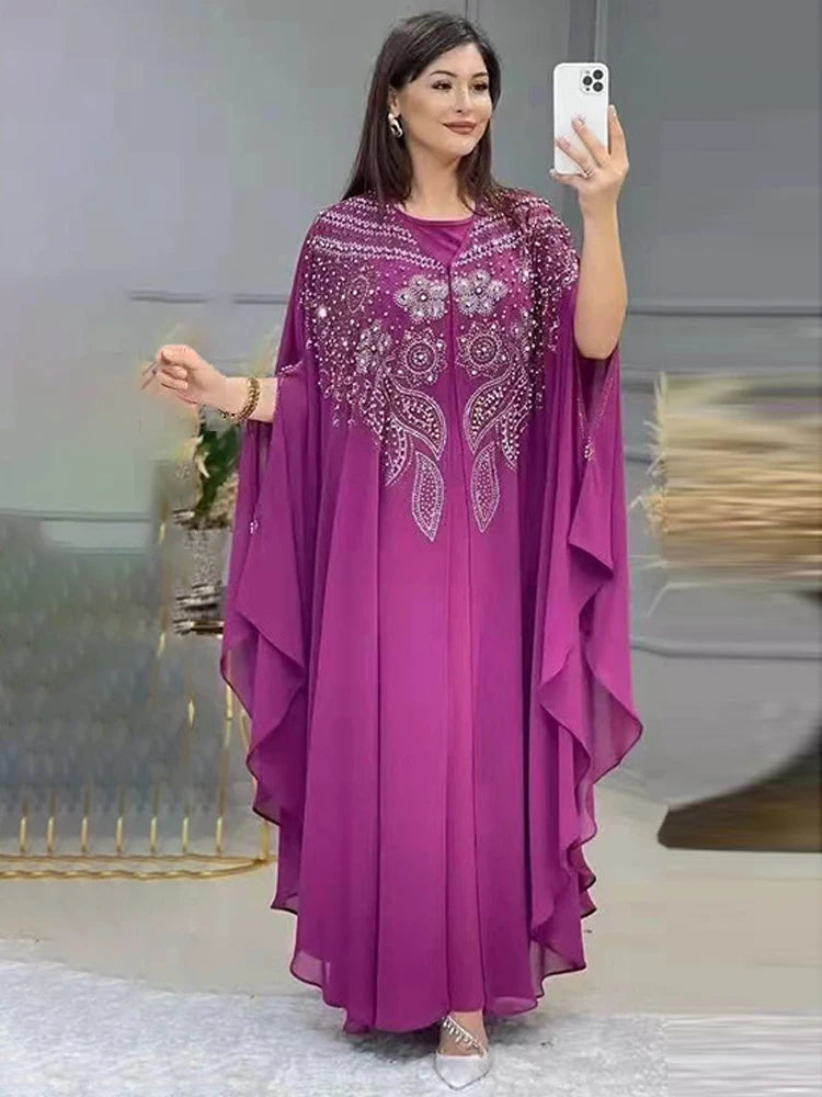 Women Luxury 2025 Chiffon Boubou Muslim Fashion Dress