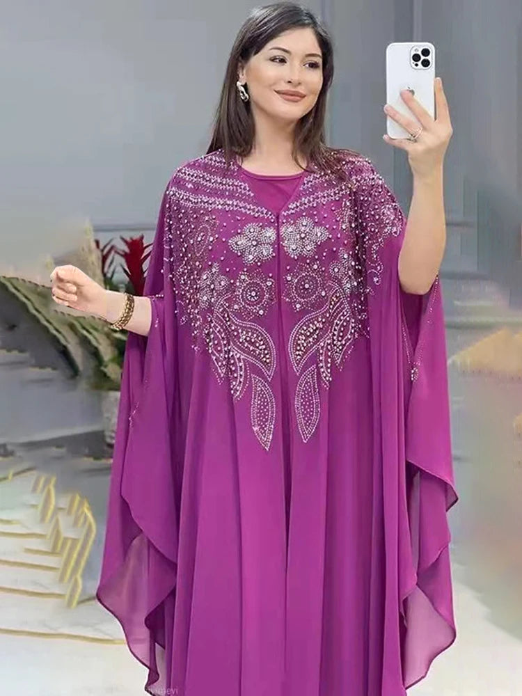 Women Luxury 2025 Chiffon Boubou Muslim Fashion Dress