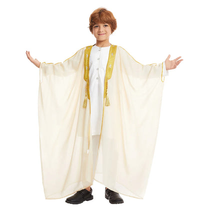 Modest East Kids Boy Robe Muslim Dress Islamic Dubai Saudi Children Open Stitch Abaya Prayer Ramadan Jubba Thobe Arab Clothing