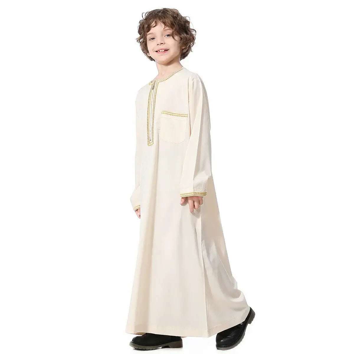 Muslim Boys Robe Kids Abaya Kaftan Prayer Islam Clothing Long Sleeve