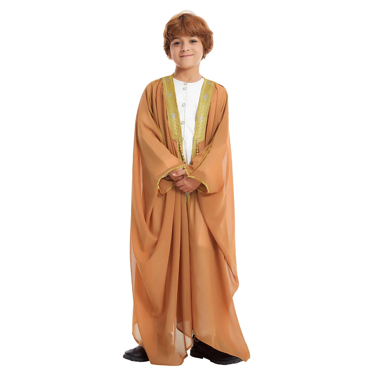 Modest East Kids Boy Robe Muslim Dress Islamic Dubai Saudi Children Open Stitch Abaya Prayer Ramadan Jubba Thobe Arab Clothing