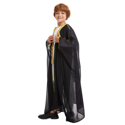 Modest East Kids Boy Robe Muslim Dress Islamic Dubai Saudi Children Open Stitch Abaya Prayer Ramadan Jubba Thobe Arab Clothing