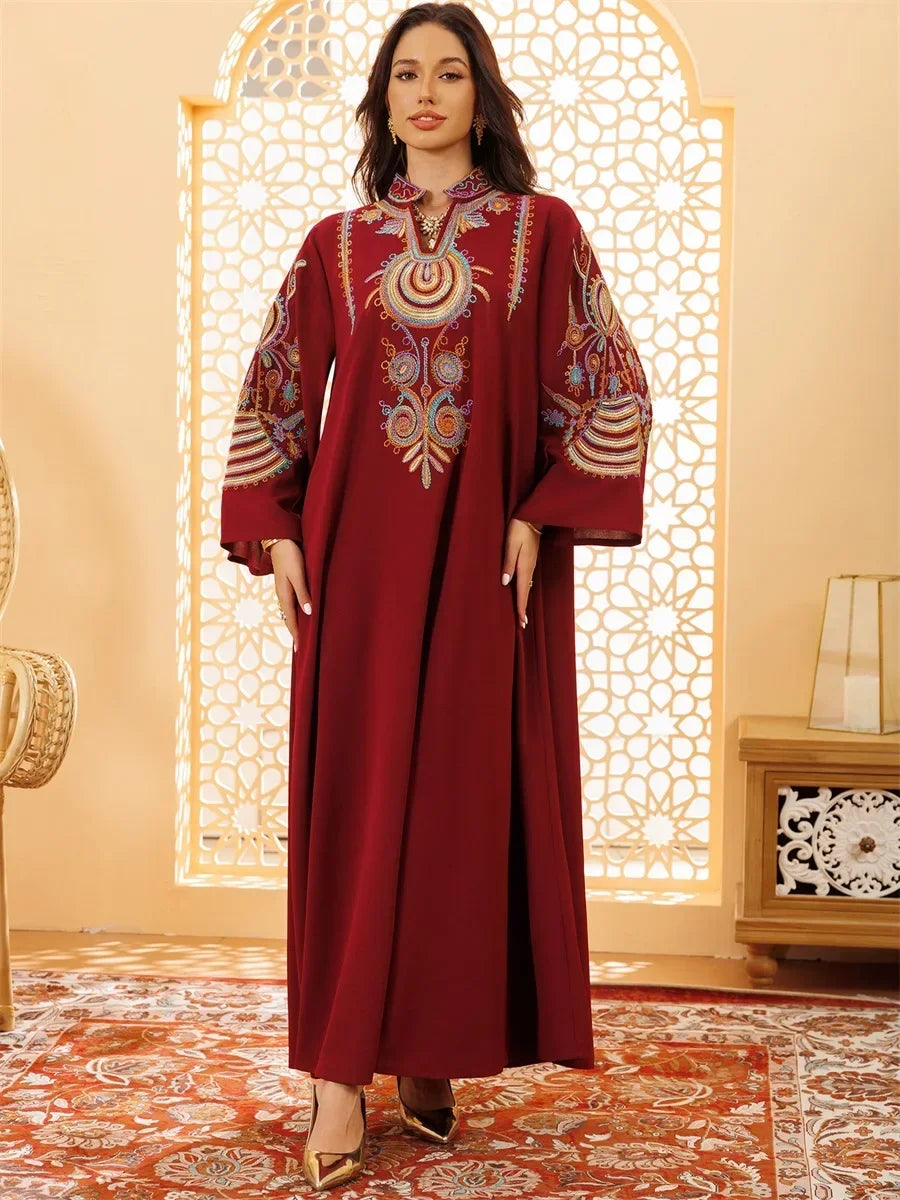 Ramadan Clothing Dubai Embroidery Abaya for Muslim Women's  Long Sleeve Dresses for Women Kaftan Muslim Dress Women Outfits