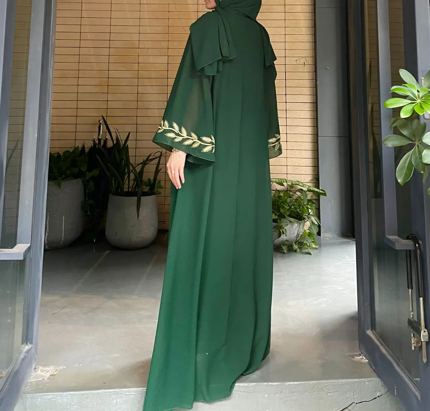 Eid Muslim Abaya for Women Embroidery Dress with Scarf 2 Piece Set Dubai Arab Long Robe Morocco Abayas Kaftan Headscarf Gorgeous