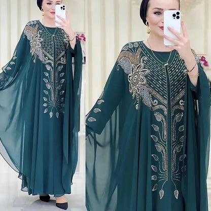 Women Luxury 2025 Chiffon Boubou Muslim Fashion Dress