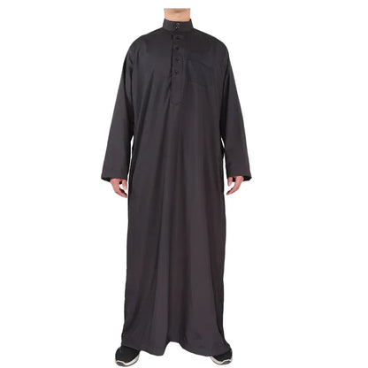 Abayas Men's Solid Color Crew Neck Jubba  Caftan