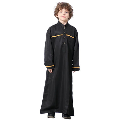 Muslim Boys Robe Kids Abaya Kaftan Prayer Islam Clothing Long Sleeve