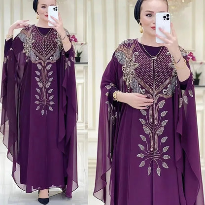 Women Luxury 2025 Chiffon Boubou Muslim Fashion Dress