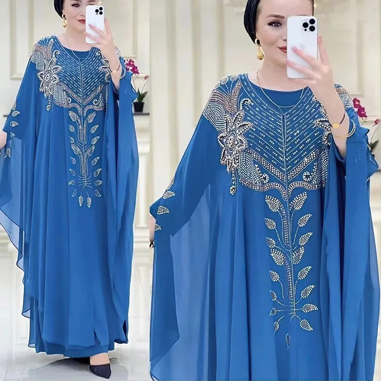 Women Luxury 2025 Chiffon Boubou Muslim Fashion Dress