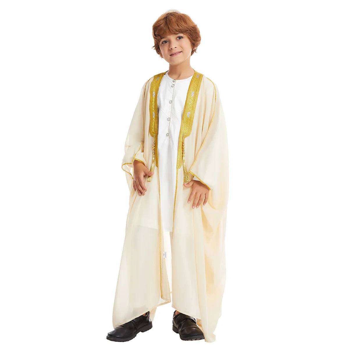 Modest East Kids Boy Robe Muslim Dress Islamic Dubai Saudi Children Open Stitch Abaya Prayer Ramadan Jubba Thobe Arab Clothing