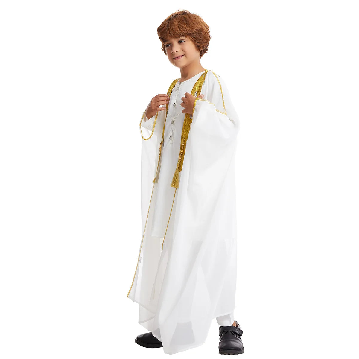 Modest East Kids Boy Robe Muslim Dress Islamic Dubai Saudi Children Open Stitch Abaya Prayer Ramadan Jubba Thobe Arab Clothing