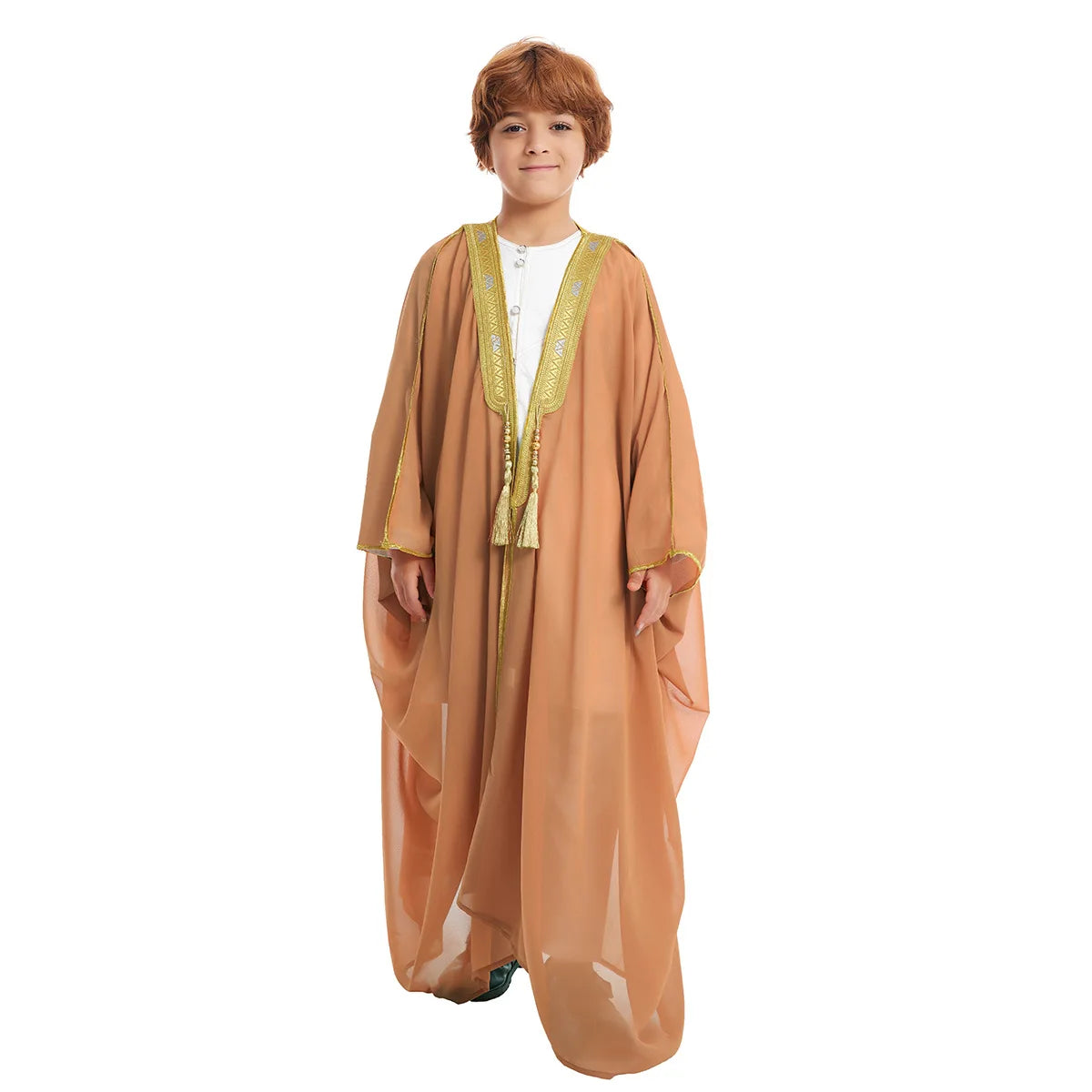 Modest East Kids Boy Robe Muslim Dress Islamic Dubai Saudi Children Open Stitch Abaya Prayer Ramadan Jubba Thobe Arab Clothing