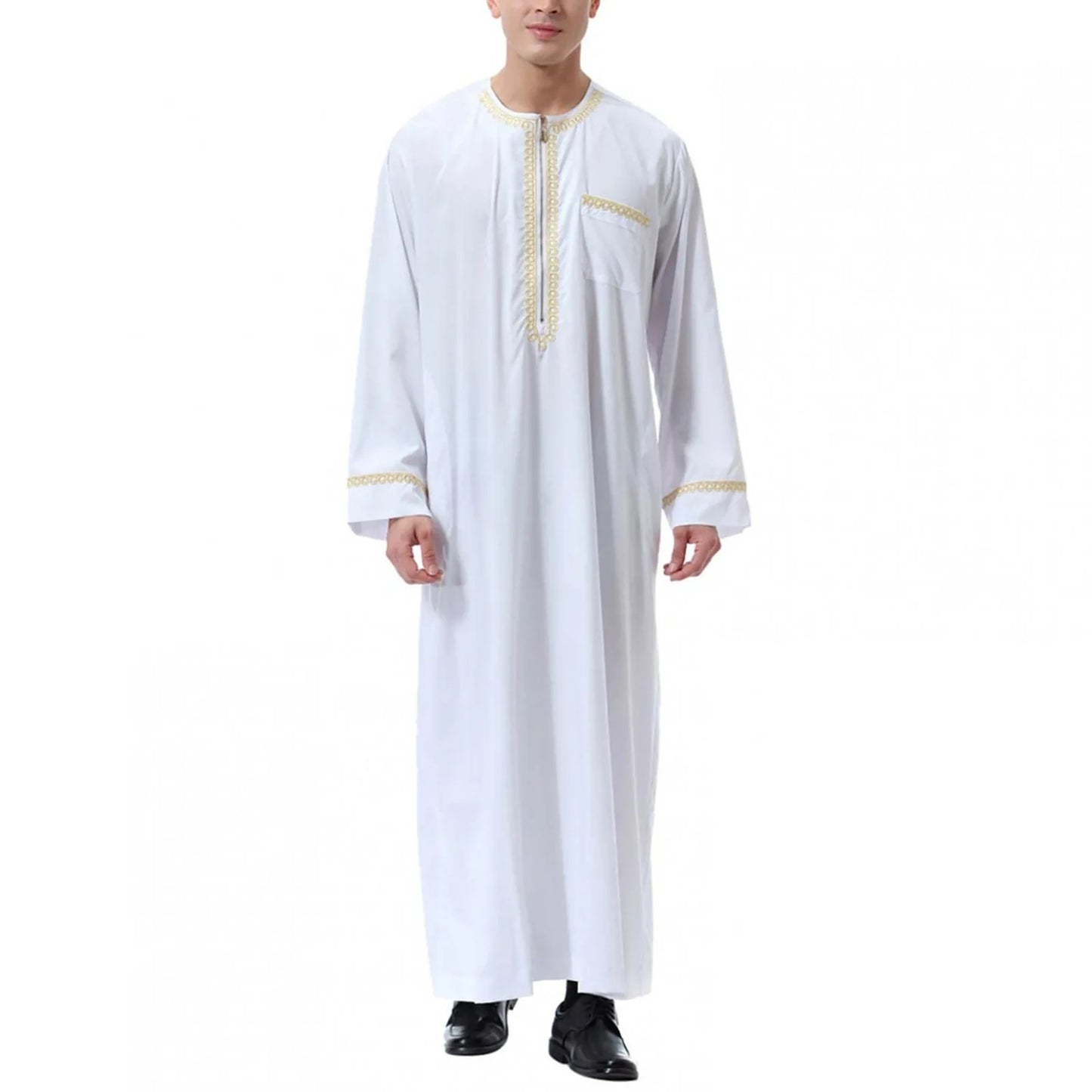 Men's Long Sleeve Kaftan Thobe Muslim Style for Men Casual Robe Kaftan