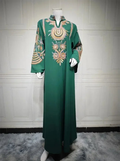 Ramadan Clothing Dubai Embroidery Abaya for Muslim Women's  Long Sleeve Dresses for Women Kaftan Muslim Dress Women Outfits