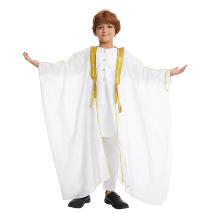 Modest East Kids Boy Robe Muslim Dress Islamic Dubai Saudi Children Open Stitch Abaya Prayer Ramadan Jubba Thobe Arab Clothing