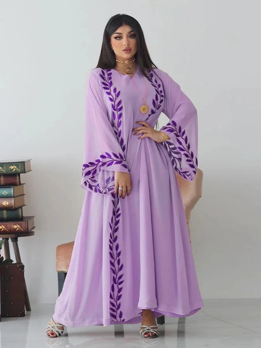 Eid Muslim Abaya for Women Embroidery Dress with Scarf 2 Piece Set Dubai Arab Long Robe Morocco Abayas Kaftan Headscarf Gorgeous