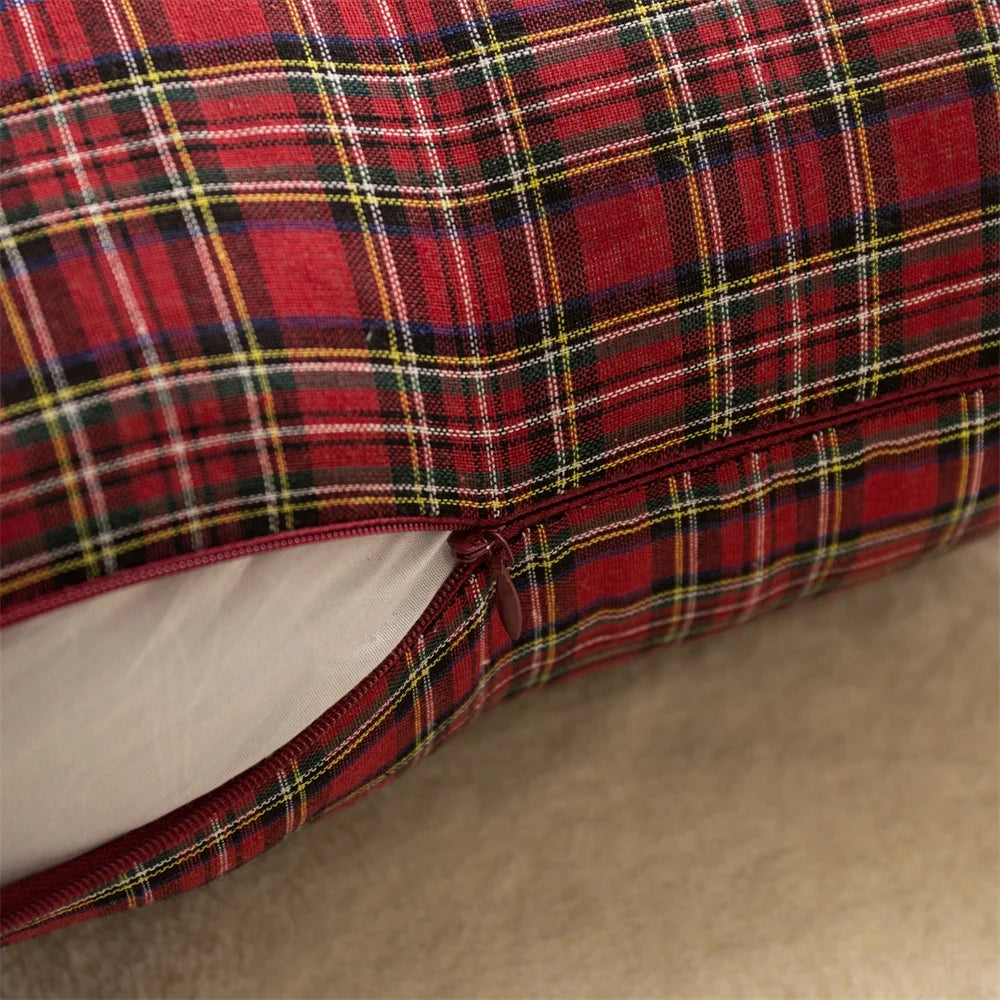 45x45cm Square Pillow Cases Christmas Scottish Tartan Plaid Cushion Covers Bed Sofa Pad Party Decor Snowflake Throw Pillow Cover