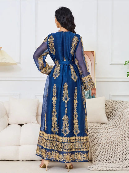 Eid Embroidery Arab Muslim Party Dress for Women Abaya Jalabiya Long Dresses Morocco Kaftan Vestidos Dubai Ramadan Gown Robe