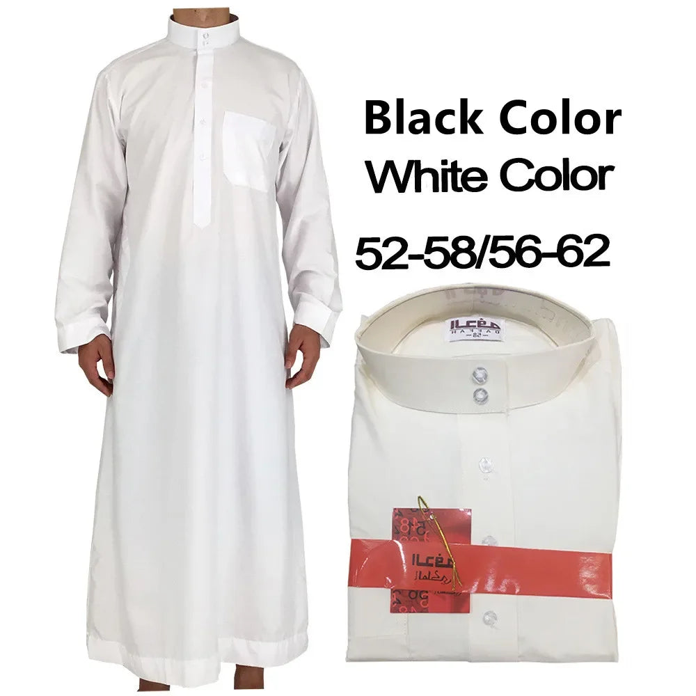 Abayas Men's Solid Color Crew Neck Jubba  Caftan