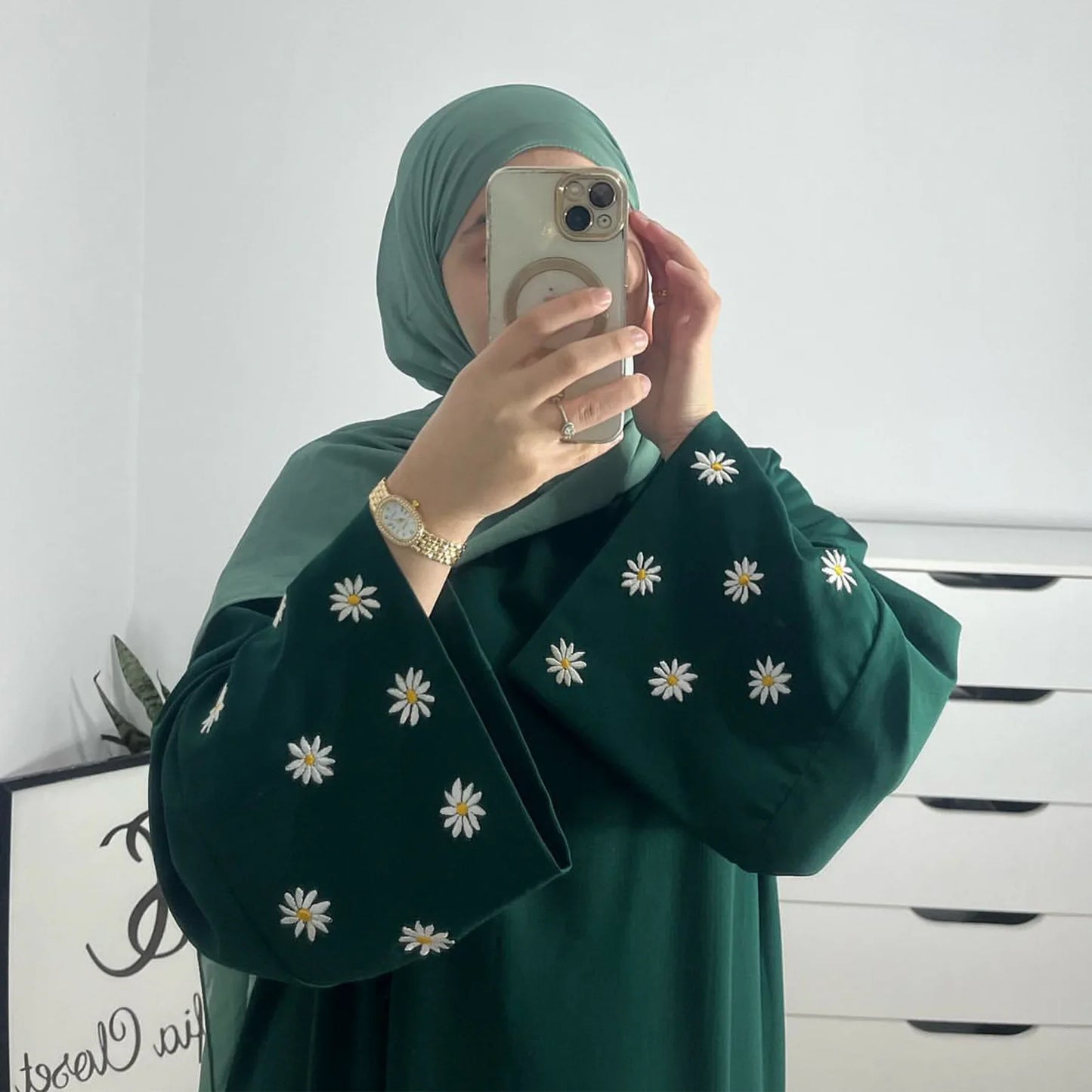 Eid Muslim Dubai Dresses for Women abaya Jalabiya Floral Embroidery Ramadan Morocco Dubai Robe Abayas Kaftan Islam Vestidos 2024