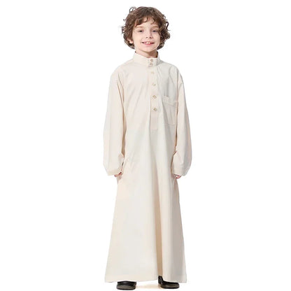 Muslim Boys Robe Kids Abaya Kaftan Prayer Islam Clothing Long Sleeve