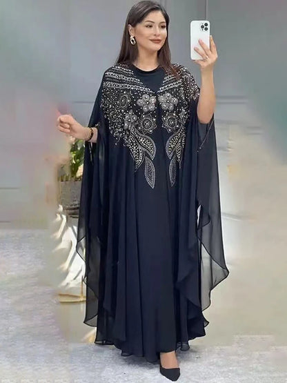 Women Luxury 2025 Chiffon Boubou Muslim Fashion Dress