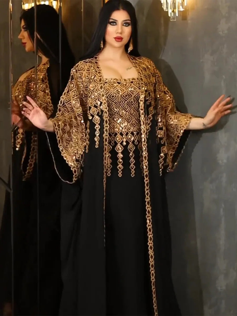 Eid 2 Piece Set with Inner Dress Party Abaya Women