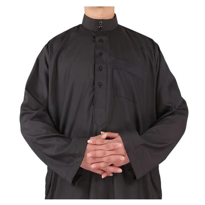 Abayas Men's Solid Color Crew Neck Jubba  Caftan