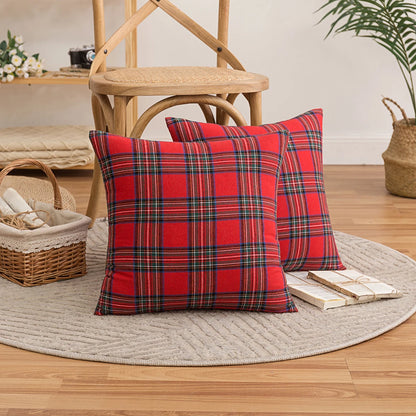 45x45cm Square Pillow Cases Christmas Scottish Tartan Plaid Cushion Covers Bed Sofa Pad Party Decor Snowflake Throw Pillow Cover